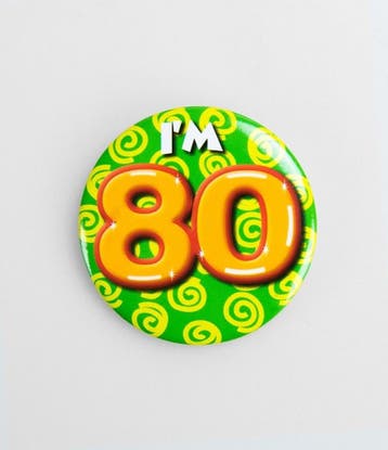 Button 80 jaar, Verzenden, Nieuw, Feestartikel