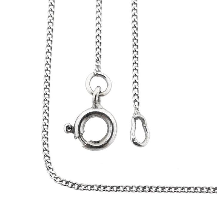 Witgouden dunne gourmetschakel ketting, Sieraden, Tassen en Uiterlijk, Kettingen, Goud, Gebruikt, Goud, Ophalen of Verzenden