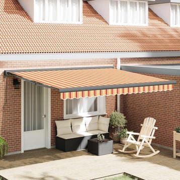 vidaXL Uitschuifbare luifel Geel en Oranje 400 x 300 x 165, Tuin en Terras, Verzenden, Nieuw