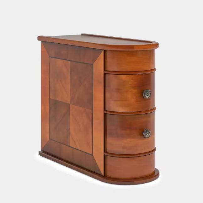 Rond Houten Nachtkastje met 2 Lades – Klassiek en Gemonteerd, Huis en Inrichting, Slaapkamer | Nachtkastjes, Nieuw, Verzenden