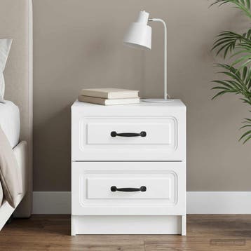 vidaXL Nachtkastje met lade Wit 43 x 34,5 x 44,5 cm Bewerkt, Minder dan 45 cm, Verzenden, Nieuw, Minder dan 55 cm