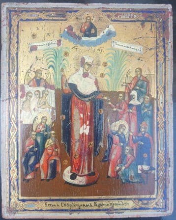 Icoon - Moeder Gods, Vreugde aller Lijdenden - Hout