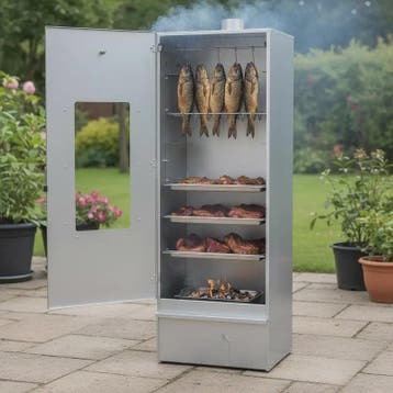 RVS Smoker BBQ met Houtspaanderbak - 44.5x29x110cm - Ideaal, Verzenden, Nieuw