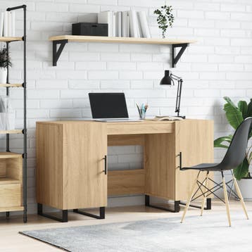 vidaXL Bureau 140x50x75 cm bewerkt hout sonoma eikenkleurig, Verzenden, Nieuw