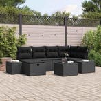 vidaXL Bankstel met kussen 6 pcs poly rattan, Verzenden, Nieuw, Rotan, 6 zitplaatsen