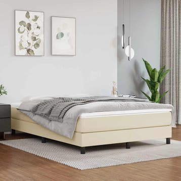 vidaXL Boxspring bed kunstleer crèmekleurig 140x200 cm, Overige materialen, Verzenden, 140 cm, Nieuw