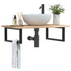vidaXL Badkamer wandschap staal en massief acaciahout, Verzenden, Nieuw