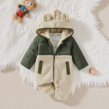 Schattige Baby Romper met Berenoren - Winter Fleece Jumpsuit, Verzenden, Nieuw