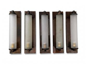 Wandlamp (5) - Koper - 5 Art Deco Wandlampen