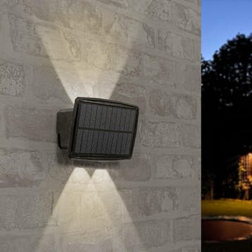 Solar up down wandlamp Njord met warm wit licht, Zonne-energie, Kunststof, Verzenden, Minder dan 50 watt