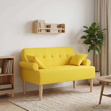 vidaXL Loungebank met knopencomfort Licht Geel 120 x 65 x 79, Verzenden, Nieuw, Stof, Minder dan 150 cm