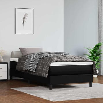 vidaXL Boxspring bed kunstleer zwart 90x200 cm, Overige materialen, 90 cm, Eenpersoons, Verzenden
