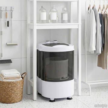 vidaXL Mini Wasmachine met Enkele Wasbak 2,6 kg Zwart en Wit, Witgoed en Apparatuur, Wasmachines, Verzenden, Nieuw