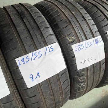 4 x Continental EcoContact 5 185-55-15 Zomerbanden 7,5mm, Auto-onderdelen, Gebruikt, 15 inch, Band(en), Personenwagen