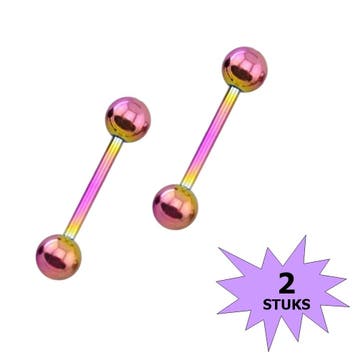 Fako Bijoux - Barbell Piercing - 12mm - Multicolour - 2, Verzenden, Nieuw