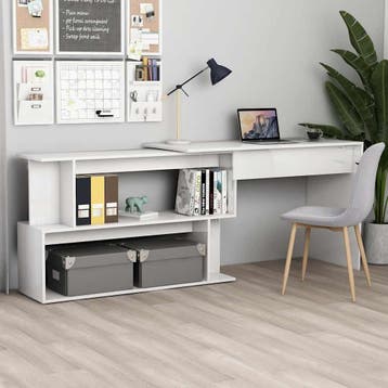 vidaXL Hoekbureau 200x50x76 cm bewerkt hout hoogglans wit, Verzenden, Nieuw