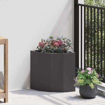 vidaXL Hoek Plantbak Zwart 30 x 30 x 35 cm Staal, Tuin en Terras, Verzenden, Minder dan 60 cm, Nieuw, Metaal