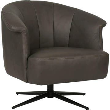 Leren draaifauteuil Embrace - Rancho Steel (grijs) -, Eigentijds, Klassiek, Modern, Romantisch, Nieuw, Ophalen of Verzenden, 75 tot 100 cm