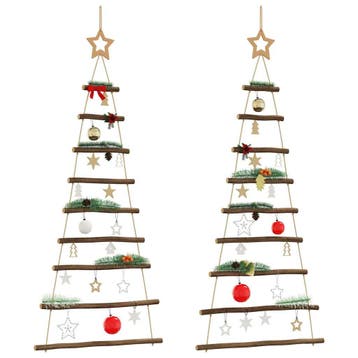 vidaXL Hangende kerstbomen met topsterren 2 st 55x120 cm, Verzenden, Nieuw