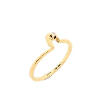 10 karaat solitair ring met diamant 0,03 ct., Sieraden, Tassen en Uiterlijk, Ringen, Gebruikt, Geel, Ophalen of Verzenden, Kleiner dan 17