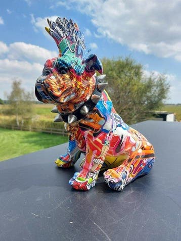Beeld, street Art english dog with cockscomb - 29 cm -