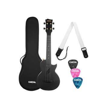 Cascha HH 2258 Zwarte Carbon Fiber concert ukulele met, Ophalen of Verzenden, Nieuw