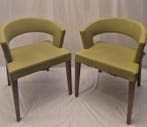 Fauteuil - Leder - Twee stoelen, Antiek en Kunst