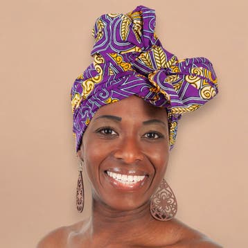 Afrikaanse Paars / geel hoofddoek - headwrap, Ophalen of Verzenden, Nieuw