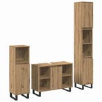 vidaXL Badkamermeubelset met opslag 3 pcs Bruin Bewerkt hout, Verzenden, Nieuw, Overige typen