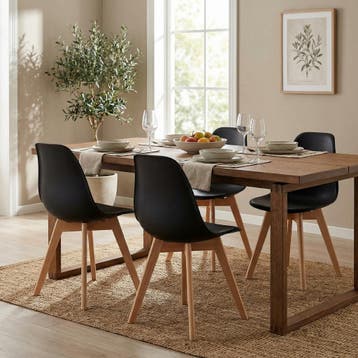 Eetkamerstoelen zwart 4x | Tijdloos Design | A-kwaliteit..., Kunststof, Zwart, Nieuw, Ophalen of Verzenden