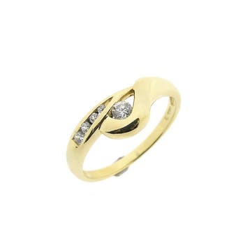 Gouden ring met zirconia stenen, 18 tot 19, Gebruikt, Ophalen of Verzenden, Met edelsteen