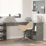 vidaXL Bureau met plank Beton Grijs 142 x 102 x 73 cm, Verzenden, Nieuw