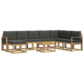 vidaXL Buiten bankenset met kussen 9 pcs Wit en, Verzenden, Nieuw