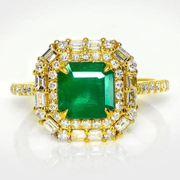 Zonder minimumprijs - Ring - 14 karaat IGI 1,63 ct Groen, Nieuw