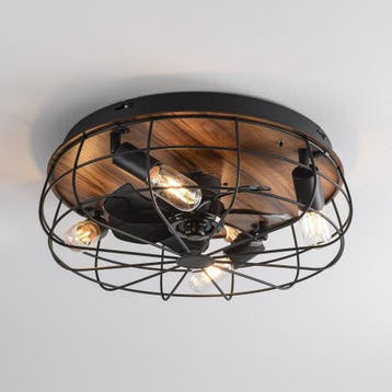 Plafondventilator met verlichting – Fistik (zwart/hout, Ø48,, Verzenden, Nieuw