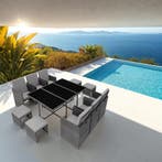 Wicker zitgroep Malaga 6+4+1 met beschermhoes - grijs, Verzenden, Nieuw