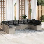 vidaXL Tuin Sofa Set met opslag 10 pcs Lichtgrijs poly, Verzenden, Nieuw, Rotan