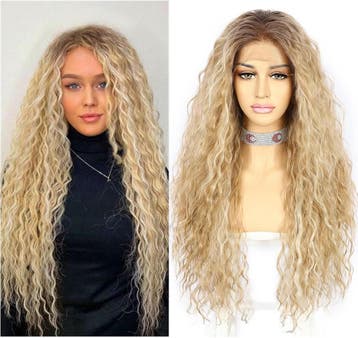 Krullende Pruik Blond Ombre - 66cm | Retourdeal 51% Korting, Ophalen of Verzenden, Nieuw