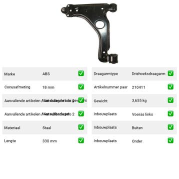 Draagarm Opel Astra 1.2 16V (T98) Van 1998-02 tot 2000-09 -, Verzenden, Nieuw, Opel