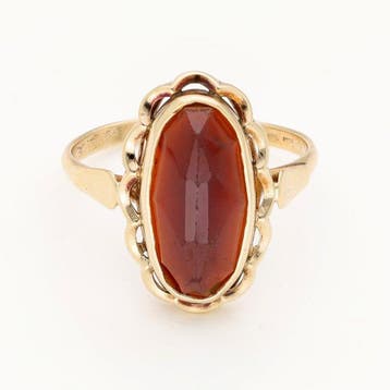 Ring - 14 karaat Geel goud - Granaat, Nieuw