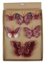 Vlinders Mengsel Burgundy 6 stuks met clip, Ophalen of Verzenden, Nieuw