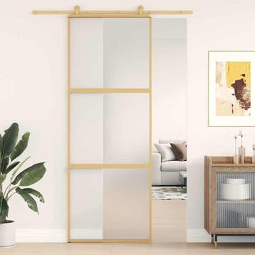 vidaXL Schuifdeur 76x205 cm mat ESG-glas en aluminium, Verzenden, Nieuw