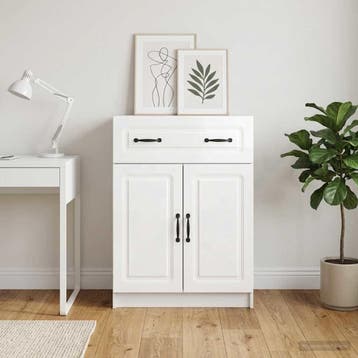 vidaXL Dressoir met lade Hoogglans Wit 66 x 34,5 x 87 cm, Verzenden, Nieuw, Overige houtsoorten, Minder dan 50 cm