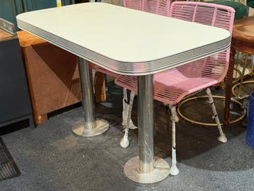 Bijzettafel - Roestvrij staal, Hout - Retro tafel -