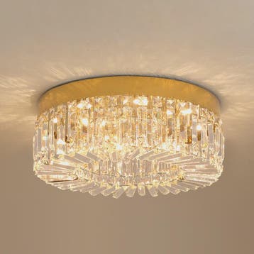 Luxe Kristallen Plafondlamp Goud - Moderne LED Verlichting v, Verzenden, Nieuw