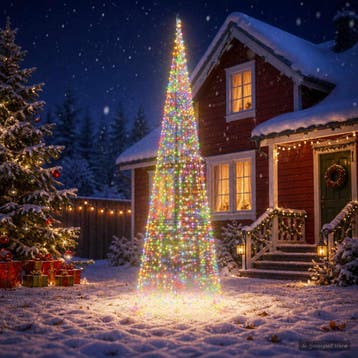 vidaXL Kerstboomverlichting met grondpen en vlaggenmast 500, Verzenden, Nieuw