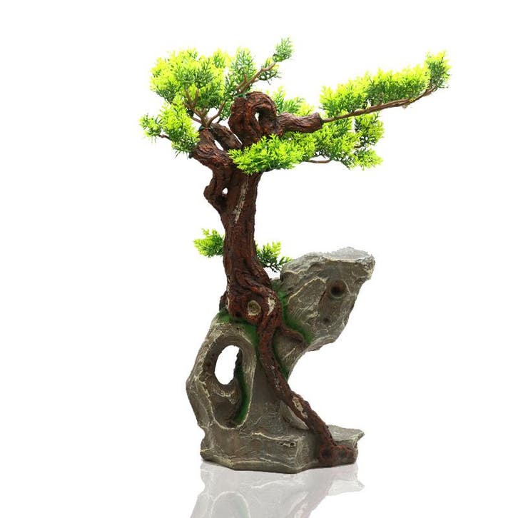 Bonsai boom op rots met plateau OS-309 - aquarium decoratie, Dieren en Toebehoren, Vissen | Aquaria en Toebehoren, Nieuw, Ophalen of Verzenden