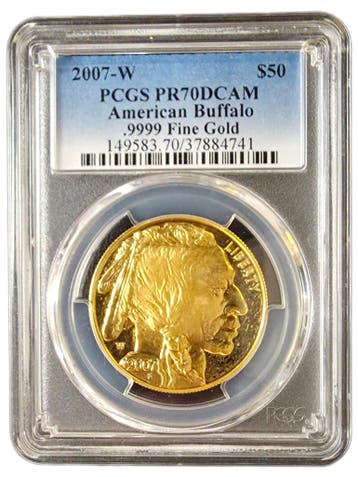 Gouden American Buffalo 1 oz 2007 PCGS PR70 DCAM (TOP POP), Verzenden, Midden-Amerika, Losse munt, Goud