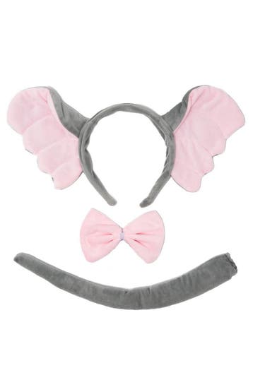 KIMU® Olifant Haarband Oren Strik Staart Diadeem Set Grijs R, Ophalen of Verzenden, Nieuw, Carnaval, Accessoires