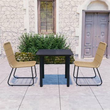 vidaXL 3-delige Tuinset poly rattan en glas, Verzenden, Nieuw, 2 zitplaatsen, Tuinset